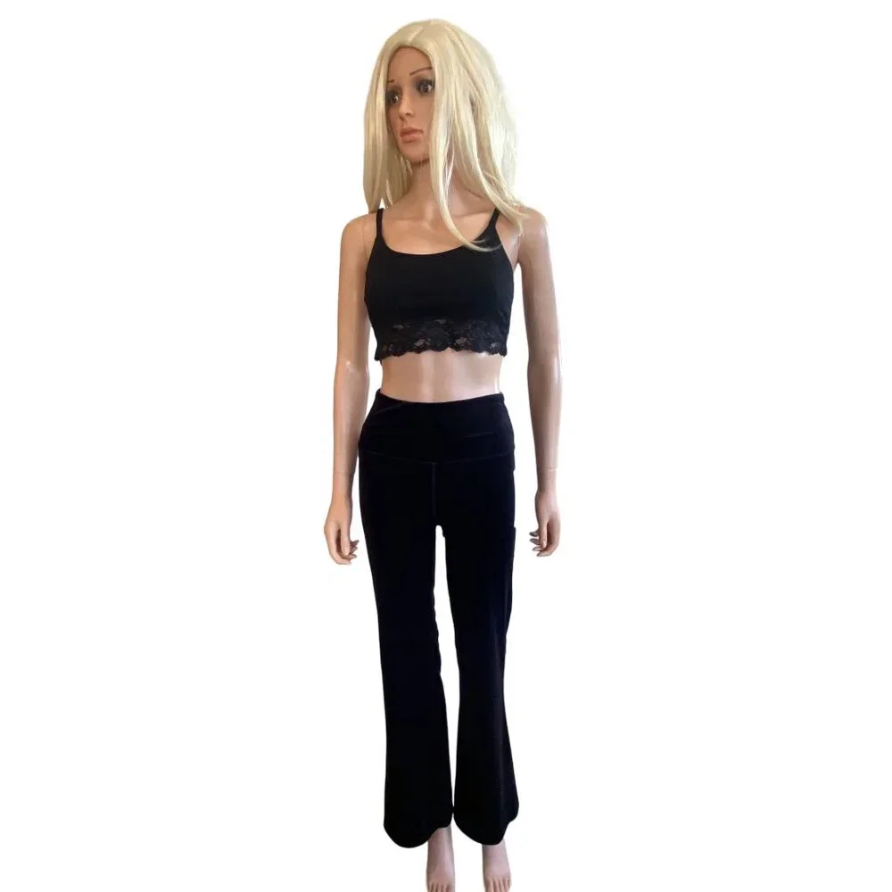 NWT Athleta XS Elation Velvet Flare Pant Black Pants High-Rise Flared $109 - Picture 2 of 16
